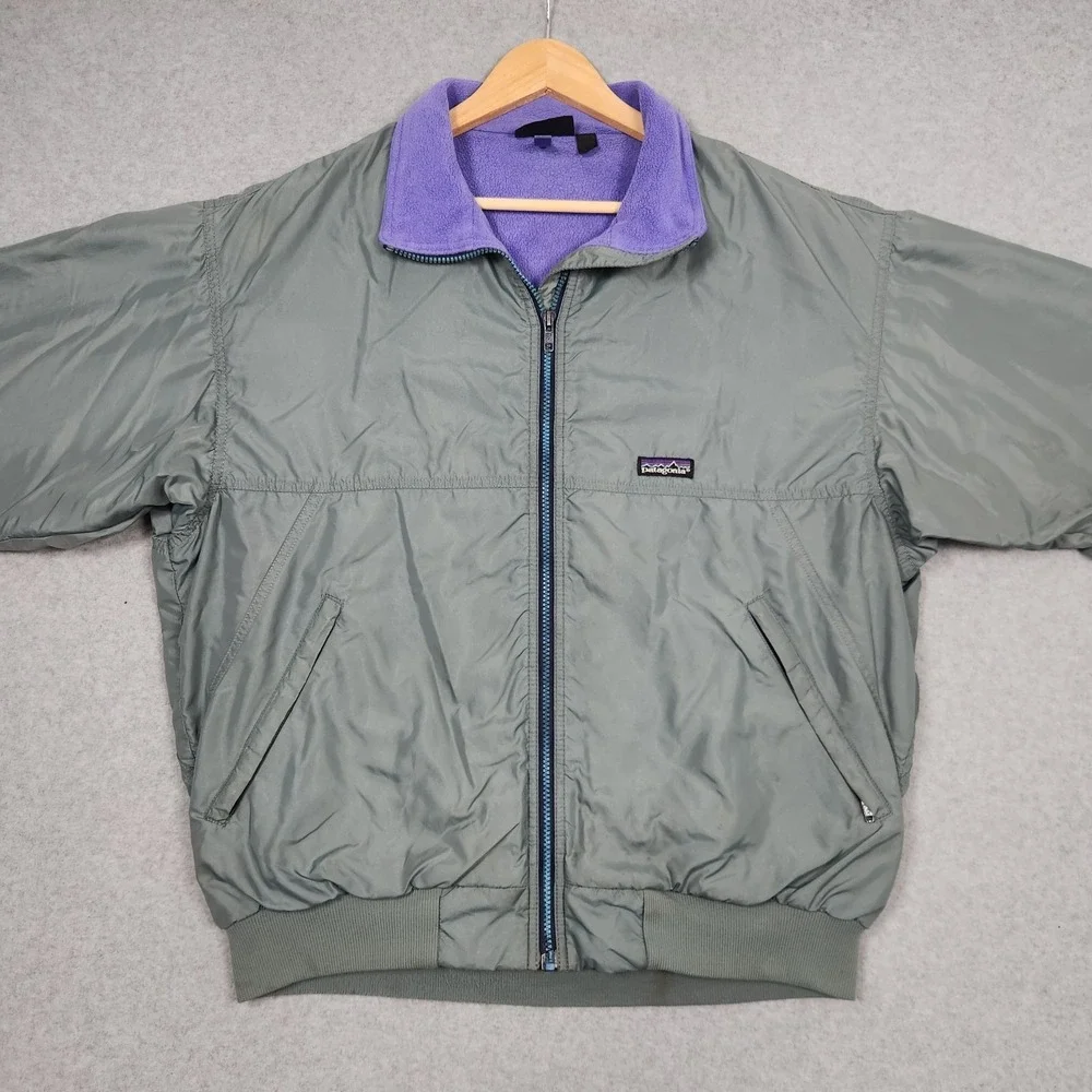 Vintage Patagonia Jacket Mens Large Green Shelled Synchilla Fleece Lined 90s USA